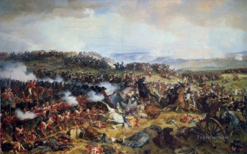 Clásico Painting - La batalla de Waterloo Las plazas británicas recibiendo la carga de los coraceros franceses por Henri Felix Emmanuel Philippoteaux Guerra militar